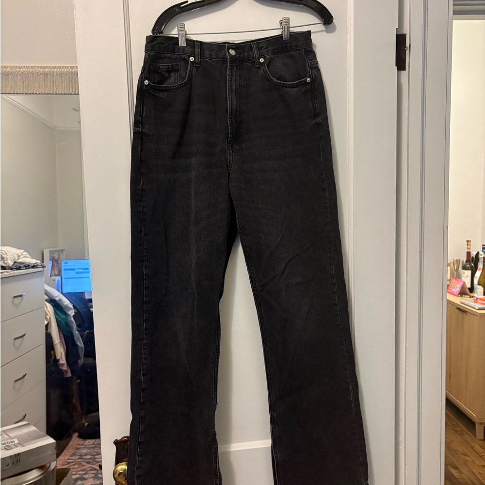 Zara Black High-Waisted Split-hem Jeans